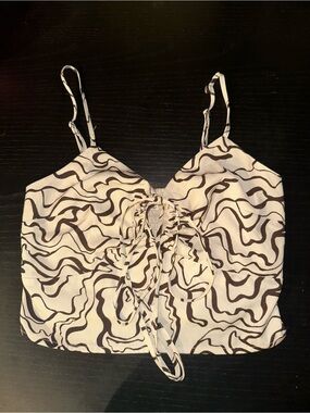 Abercrombie & Fitch Cream Cami with Keyhole and Brown Swirl Print